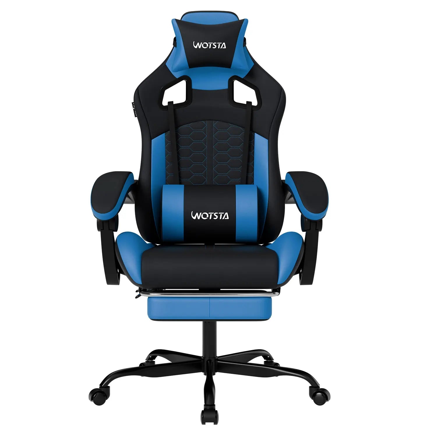 WOTSTA Gaming Chair with Footrest, Lumbar Support, Adjustable Height, Swivel Seat, Headrest ,For Office or Gaming