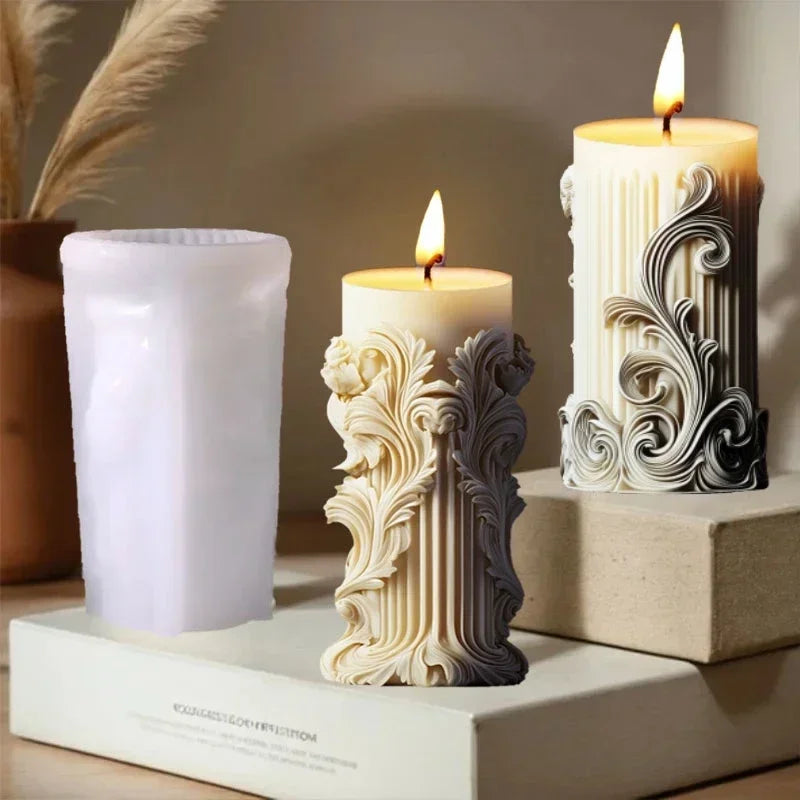 2025 3D Blooming Lily flower relief cylindrical candle silicone mold flower cylinder resin mould Blooming peony gypsum molds