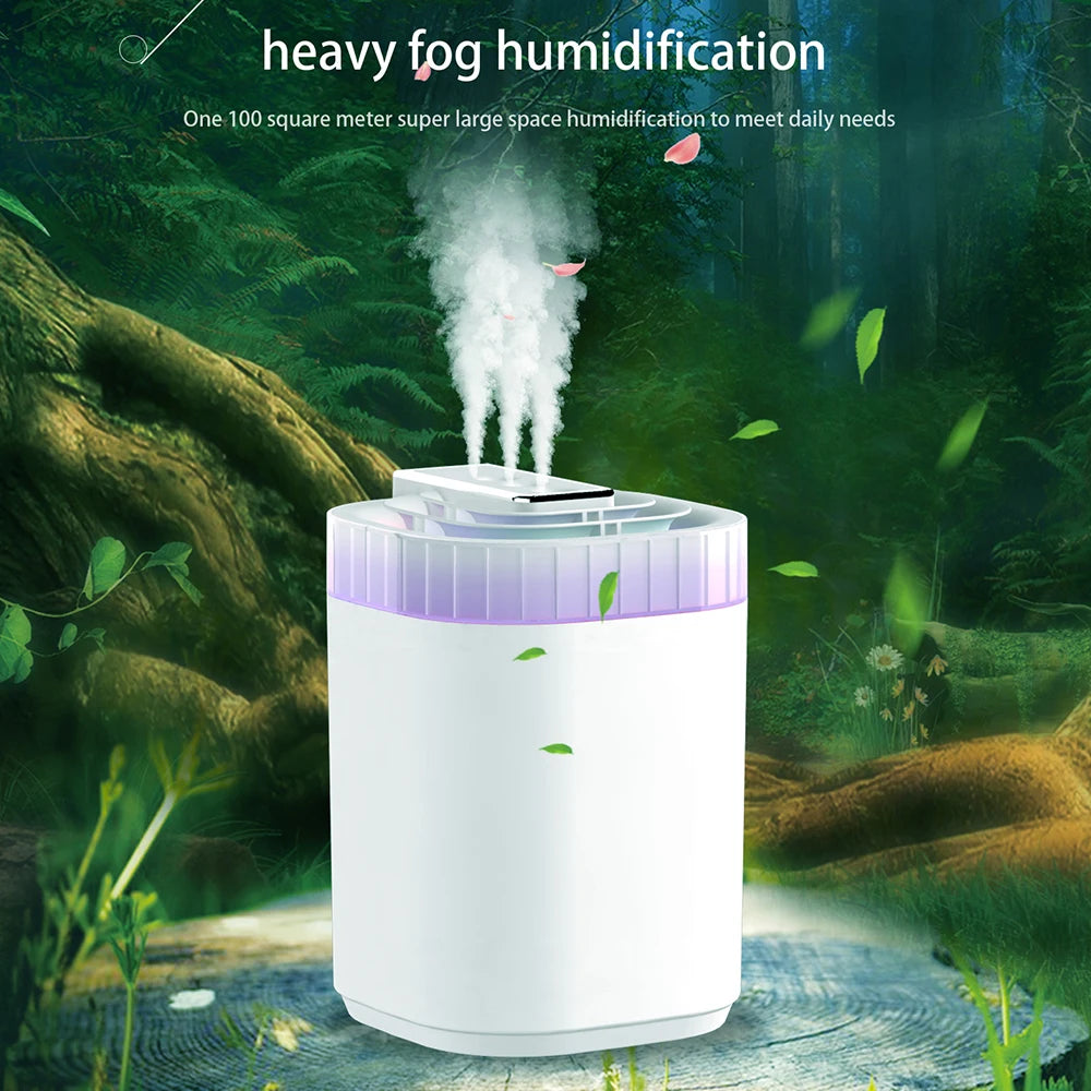 3L Ultrasonic Air Humidifier Cool Mist Humidifier with Night Light and Three Nozzles Quiet USB Aromatic Humidifier for Home
