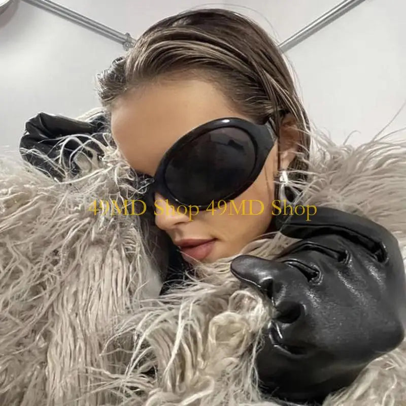 49MD Alien Sunglasses Punk Sunglasses y2k Sunglasses Wrap Around Sunglasses Uv400 Sunglasses Shades Glasses Eyeglasses - Kimlud
