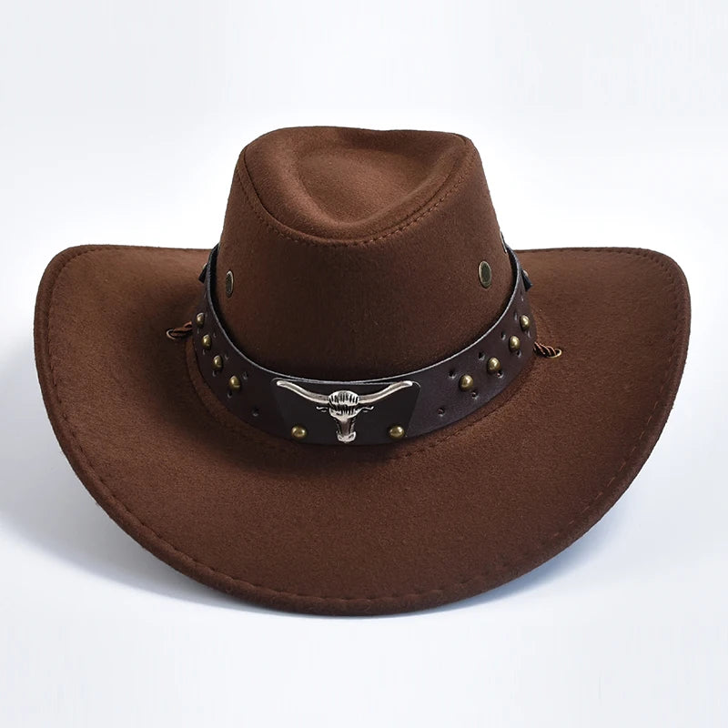 Artificial Suede Western Cowboy Hats Vintage Big-edge Gentleman Cowgirl Jazz Hat Holidays Party Cosplay Hat | Kimlud Mid...