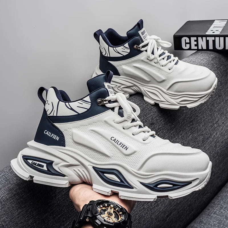 Mens Running Shoes New High Top All Season Street Trendy Wear-resistant Thick Sole Casual Sneakers Original Sports Shoes for Men