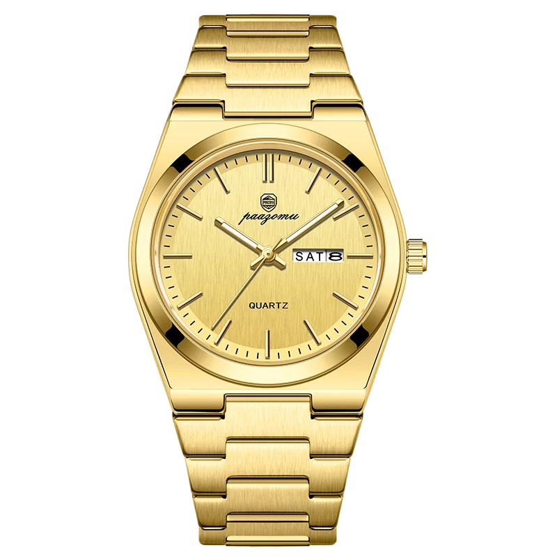 PAAZOMU Fashion Men's Quartz Watch Stainless Steel Waterproof Luminous Man Watch Chronograph Date Multifunction Watches For Men