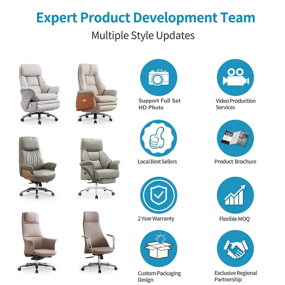 Chinese Factory Owner Executive Chair Modern Lift Design Rotating Function Comfortable Artificial Leather Computer Chair...