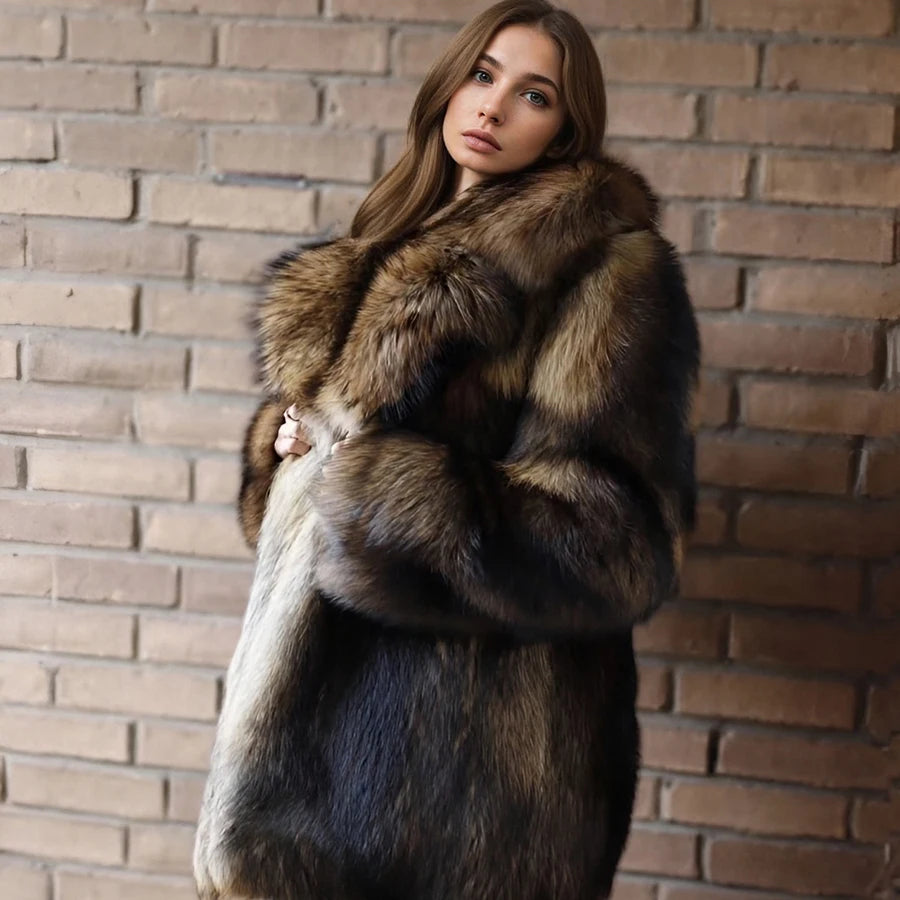 Real Raccoon Fur Coat With English Collar Natural Full Skin Coats Winter Jacket With Fur Best Selling Women's Leather Jackets