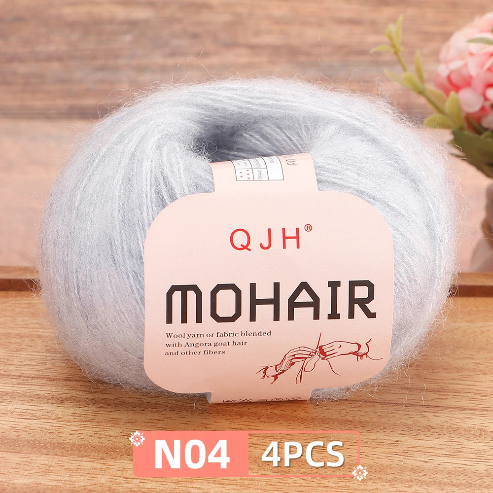 4PCS Multi Color Luxury Mohair Yarn for DIY Knitting & Crochet - Weave Scarves, Shawls,Sweaters,Hats,Shoes...