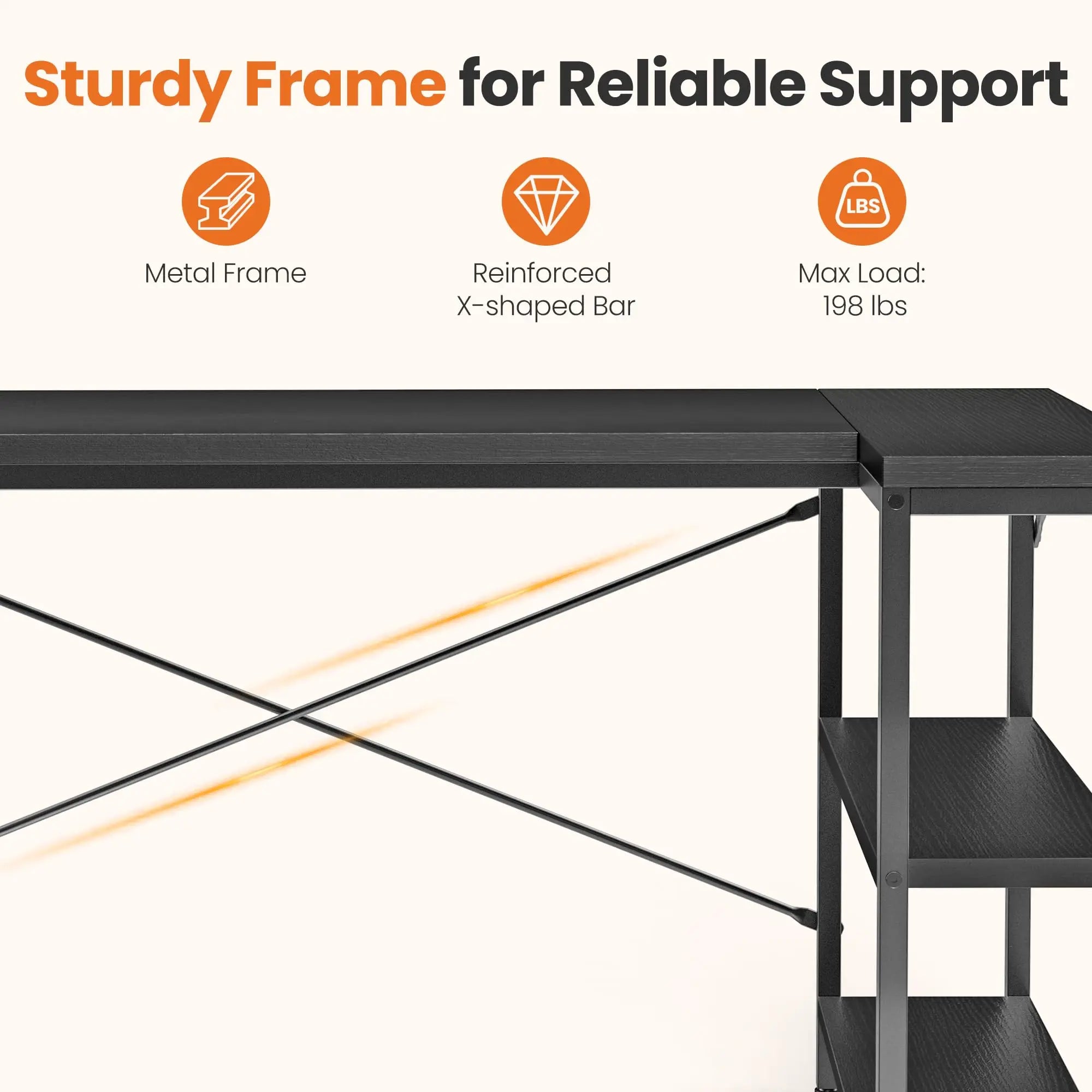 JHK L Shaped Desk 47 Inch Computer Desk Gaming Furniture Corner Desks Home Office PC Table with Reversible Storage Shelves