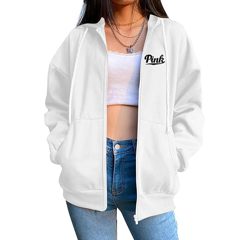 New Style Women's Zipper Cardigan Coat Printed Casual Sports Hooded Sweatshirt Jogging Clothing Women's High-Quality Clothing
