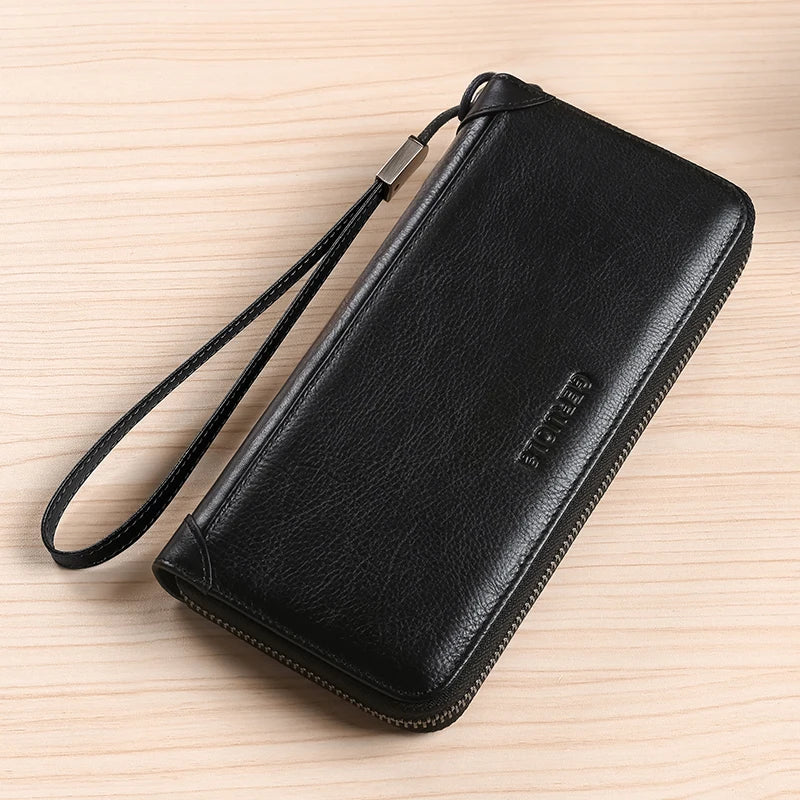 Men's Leather Wallet Long New Soft Cowhide Handbag Travel Light Luxury Simple Large Capacity Anti-Theft Brush Gradient...