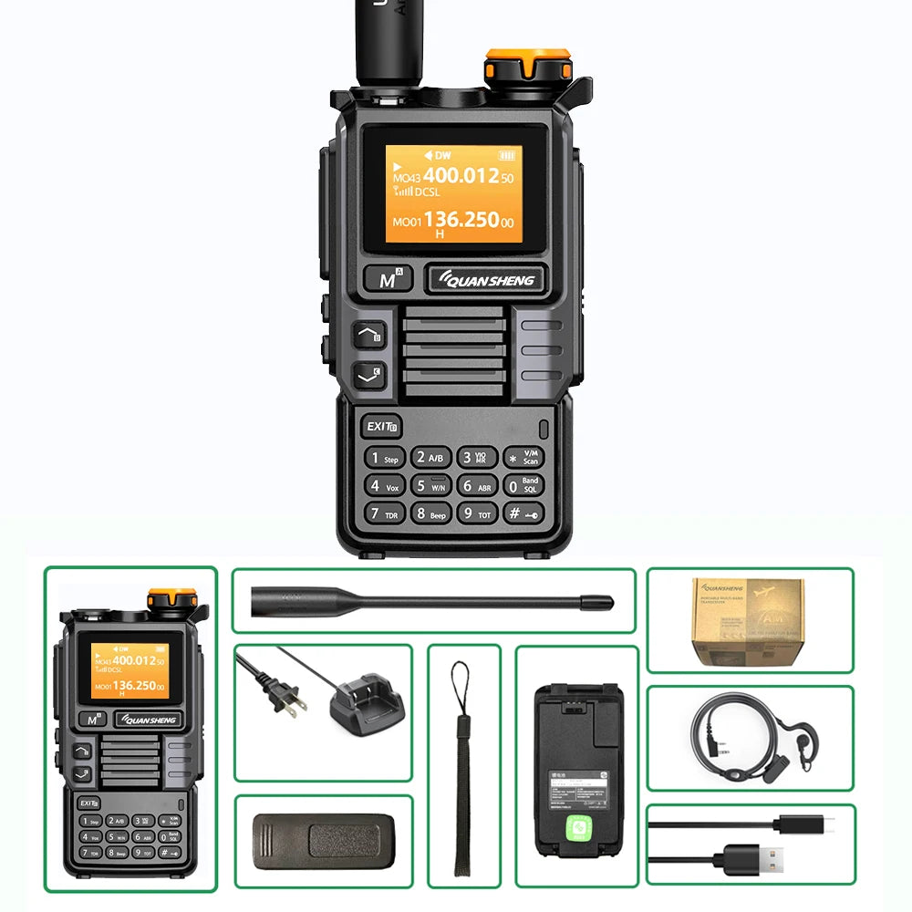 Quansheng UV-K6 Upgrade UV-K5 (99) Interphone 5W Air Band Radio Tyep C Charging UHF VHF DTMF FM Scrambler NOAA Wireless Frequenc