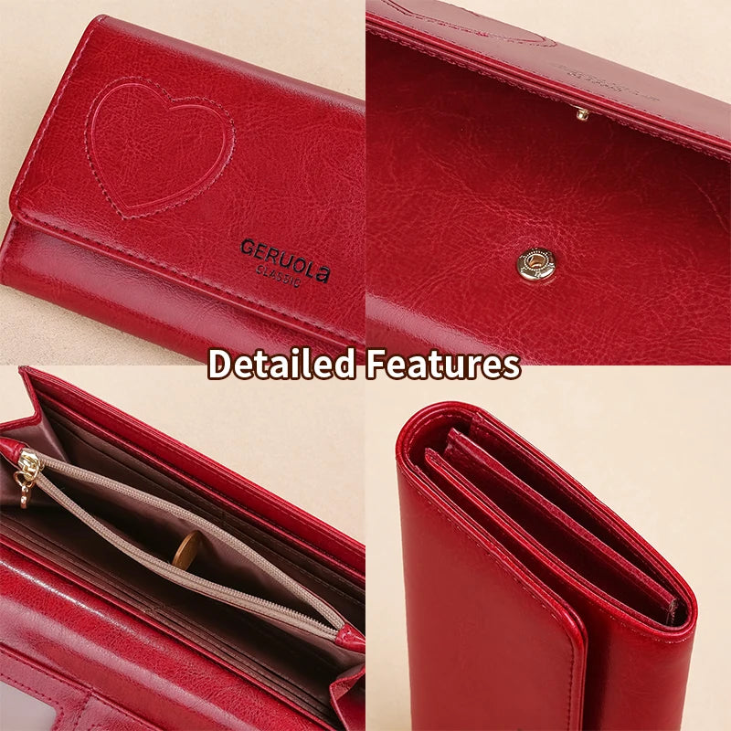 RFID Anti-Theft Brush and Demagnetization Long Handbag, Large Capacity Integrated Card Bag, Multi-Functional Wallet, Leather Cow