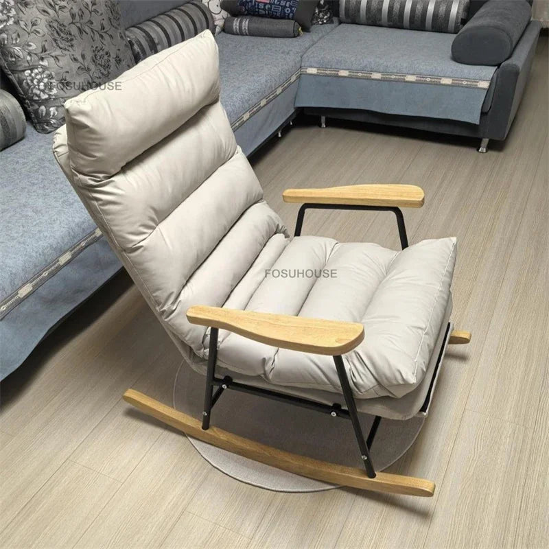 Modern Adjustable Backrest Leisure Living Room Chairs Luxury Rocking Chair for Bedroom Small Apartment Armchair Home Furniture - Kimlud