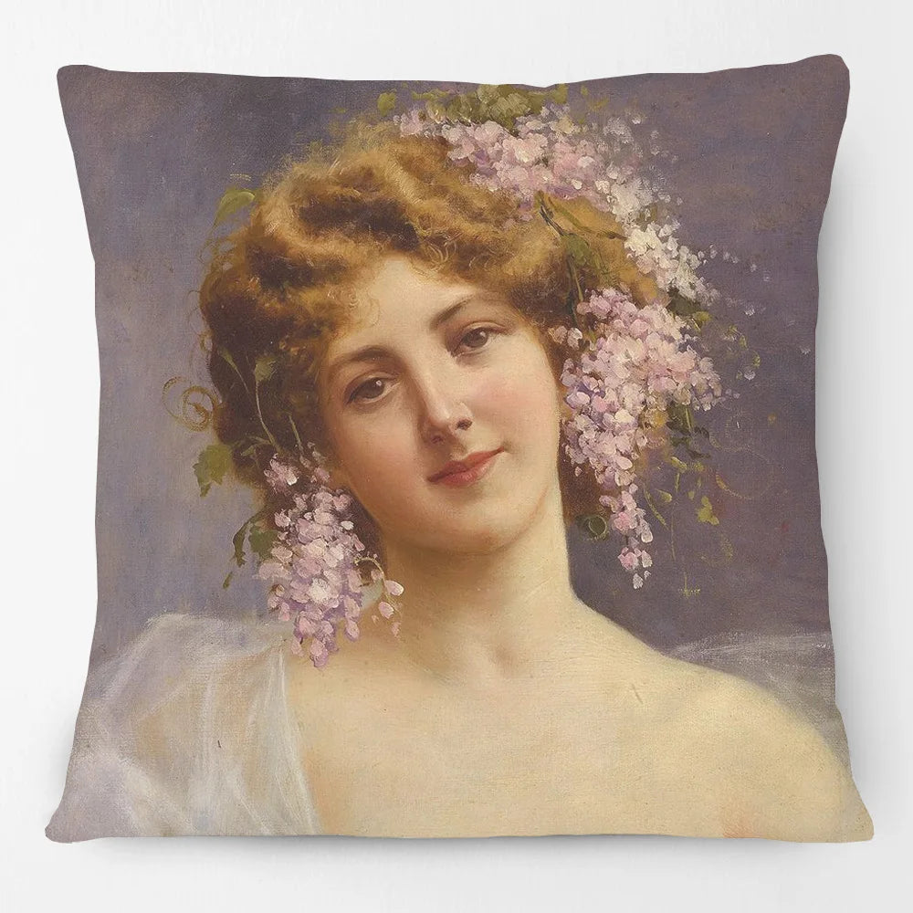 European Retro Vintage Oil Paintings Cushion Cover Beautiful Woman Lady Girls Print Decorative Pillow Case