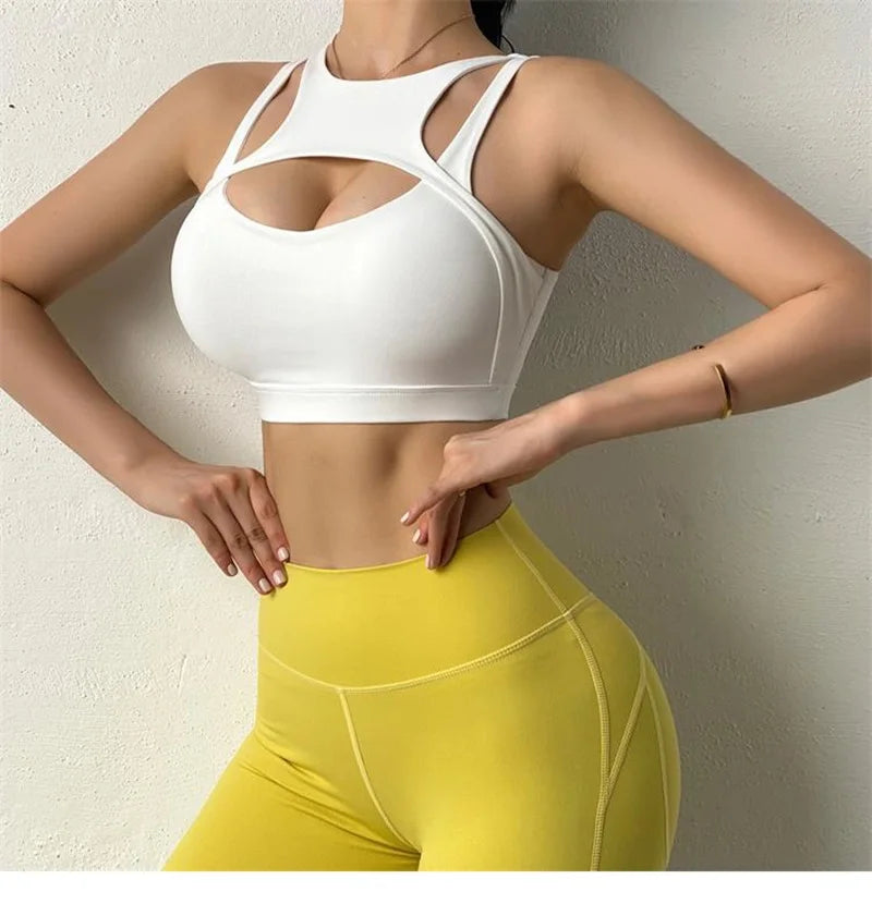 Cloud Hide HOT GIRL Running Sports Bra Fitness Yoga Crop Tank Top Underwear Sexy Women Vest Shockproof Shirt Jogging Sportswear