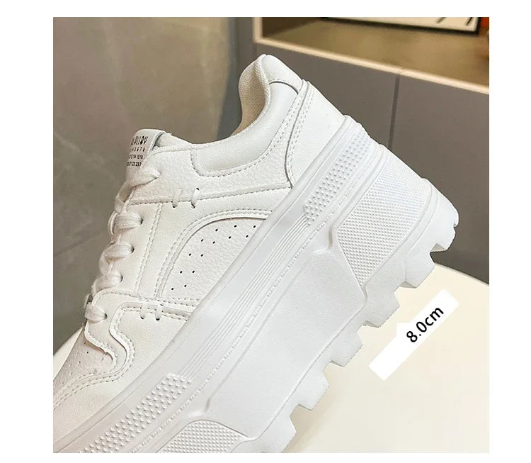 Autumn Women 8CM Platform Sneakers Comfortable Lace Up Casual Outdoor Skateboard Sneakers Female Running Sports Shoes 34-40 - Kimlud