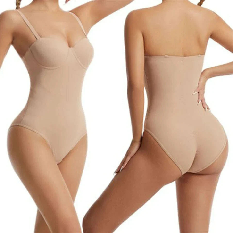Wechery Women's Bodysuit Slimming Body Shaper Tummy Control Shapewear Detachable Shoulder Strap Female Underwear