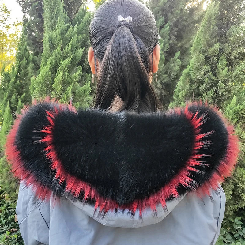 Super Large 100% Real Fox Fur Collar Hood Decor Fur Collar For Down Coat Women Winter Warm Fur Scarf Shawl Luxury