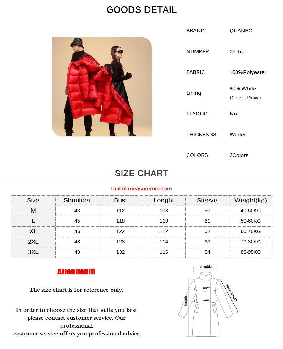 Top Grade Women Red 90% White Goose Down Thick(Winter) Warm X-Long Jackets 2023 New Arrivals Female Hooded Down Parka