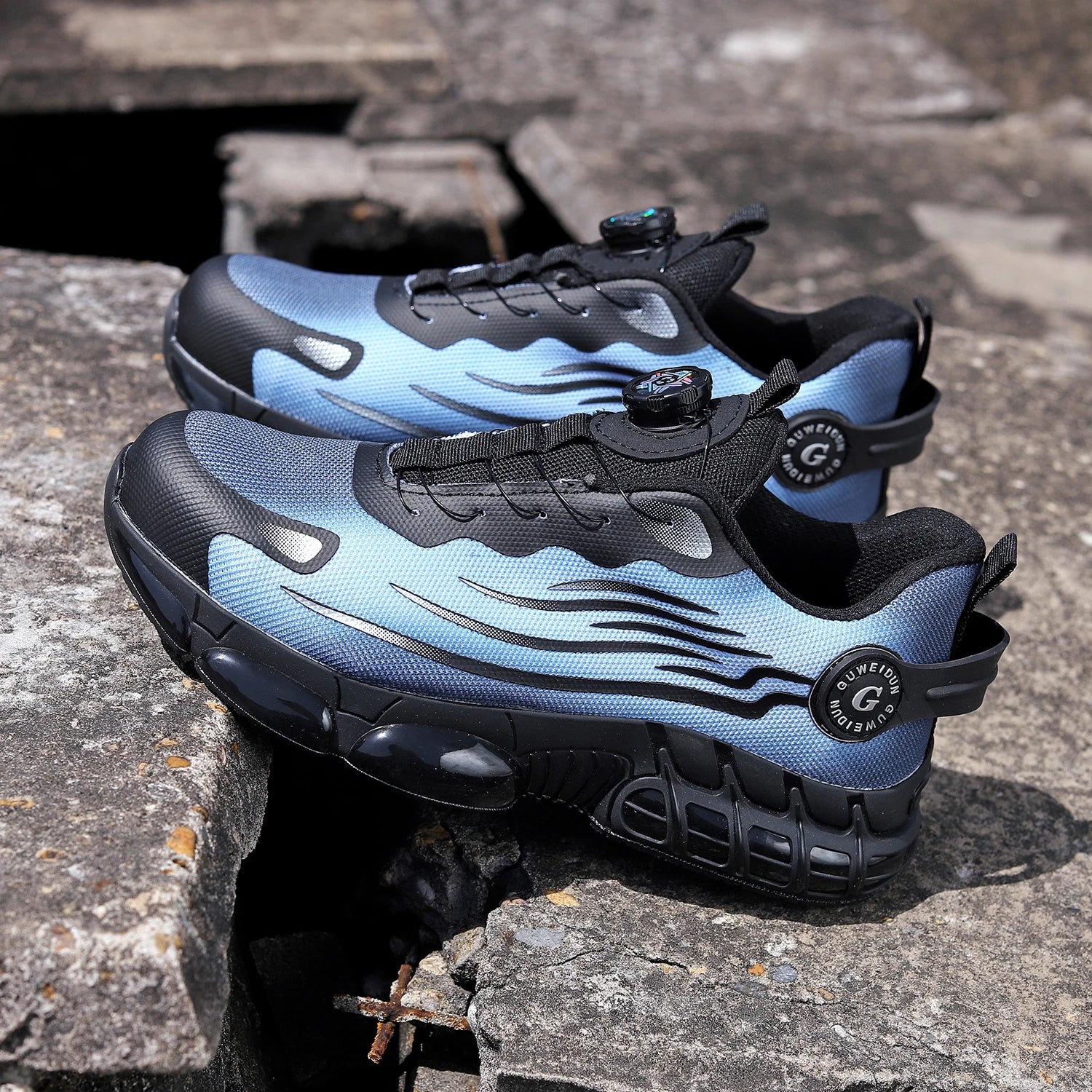 Big Size Men and Women Rotary Buckle Work Safety Shoes Men Air Soft Sole Lightweight Sneakers Protective Fashion Work Shoes