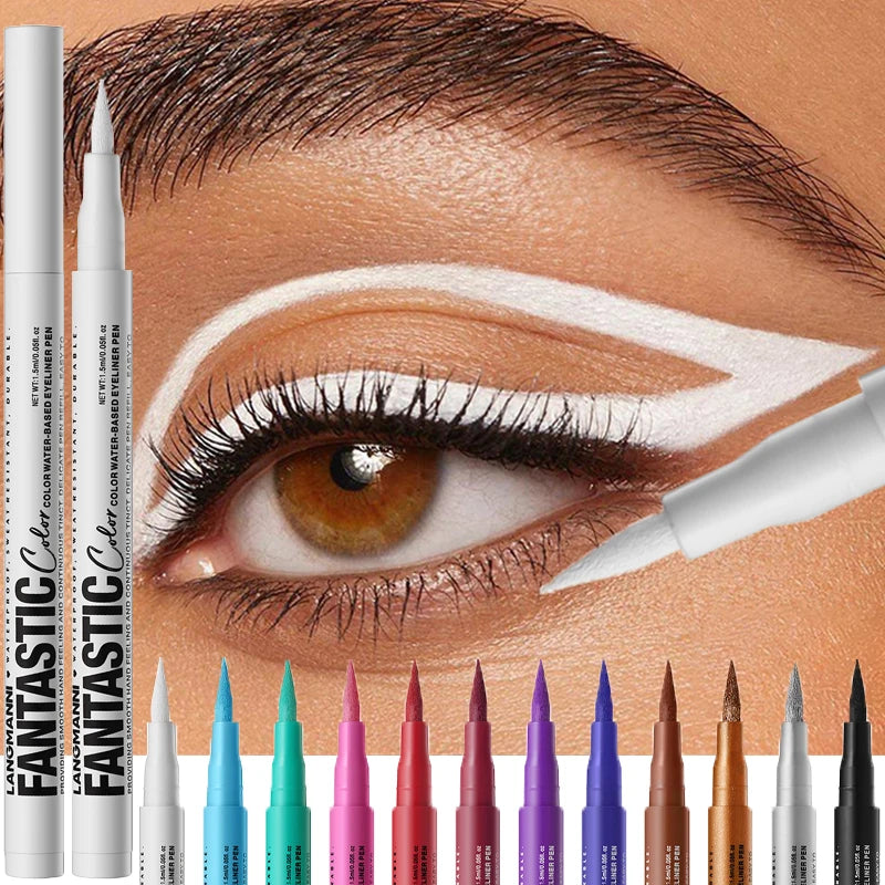 Matte Dark Purple Red Eye Liner Makeup White Liquid Eyeliner Quick-Drying Waterproof Eyeliner Pencil Long-Lasting 12...