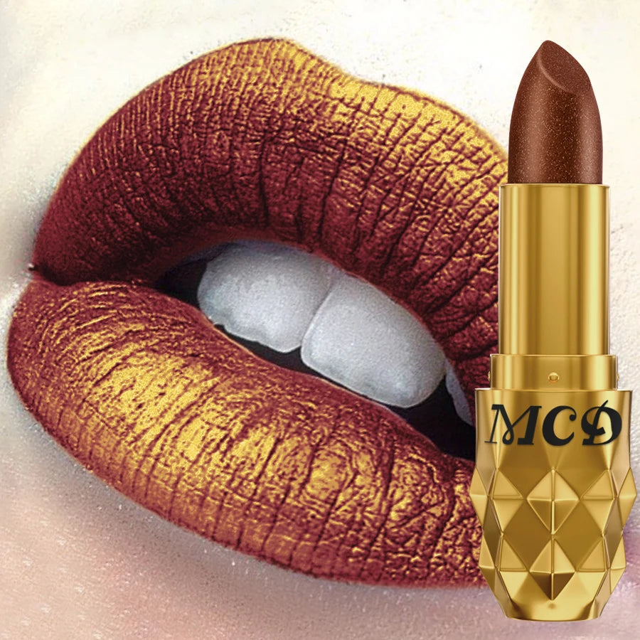 5 colors pearlescent metallic lipstick bold& intense glitter shinny lip tint long lasting lip senior matte lip makeup gifts