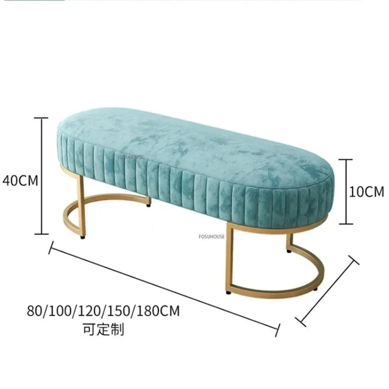 Nordic Soft Velvet Bed Footrest Ottoman Living Room Furniture for Home Bedroom Luxury Pouf Bench Entrance-hall Shoes...