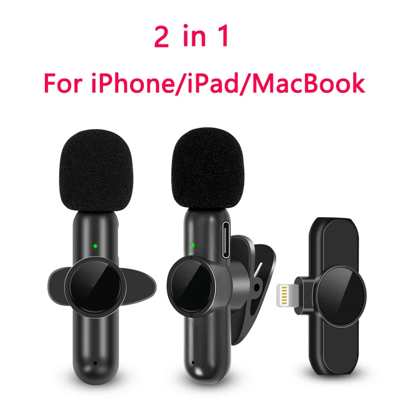 K61 Wireless Lavalier Microphone Audio Video Recording Mini Mic For iPhone iPad Android Laptop Live Gaming Smartphone Microphone - Kimlud