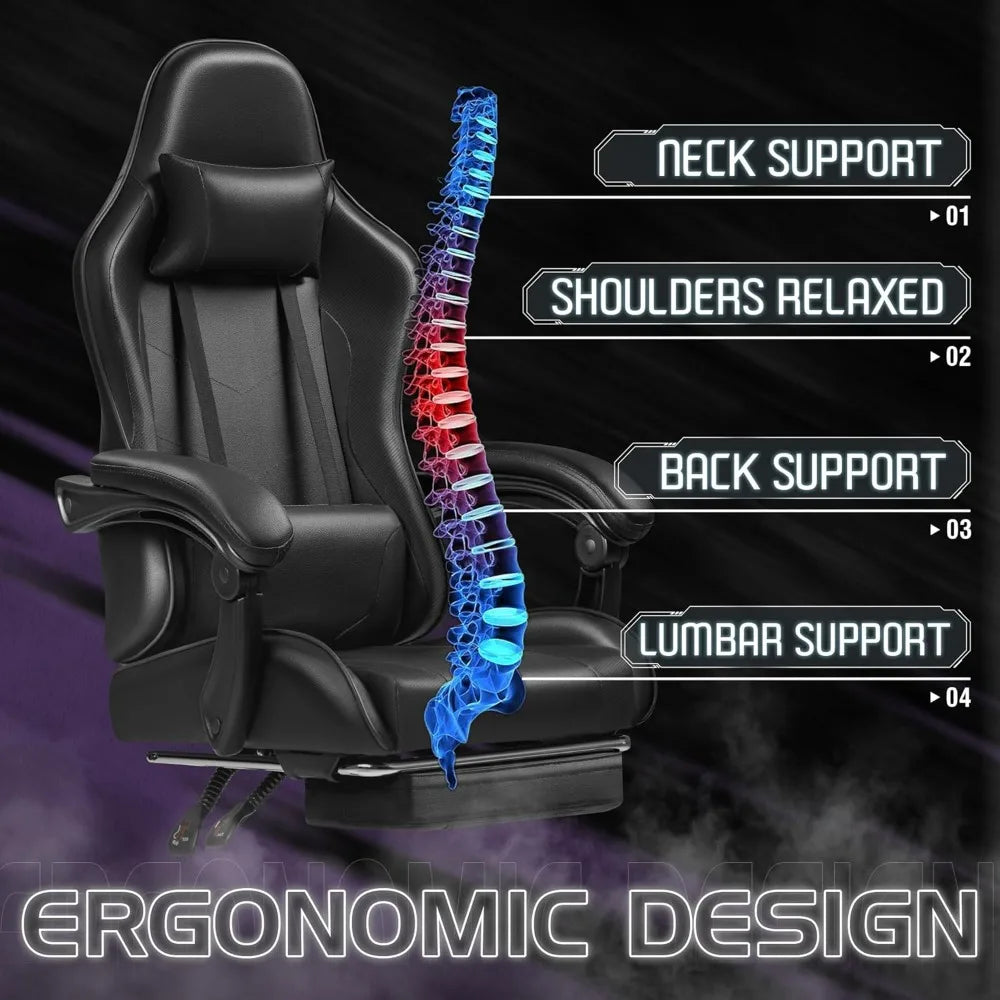 Homall Gaming Chair Video Game Chair Footrest and Massage Lumbar Support Ergonomic Computer Chair Height Adjustable Swivel Seat