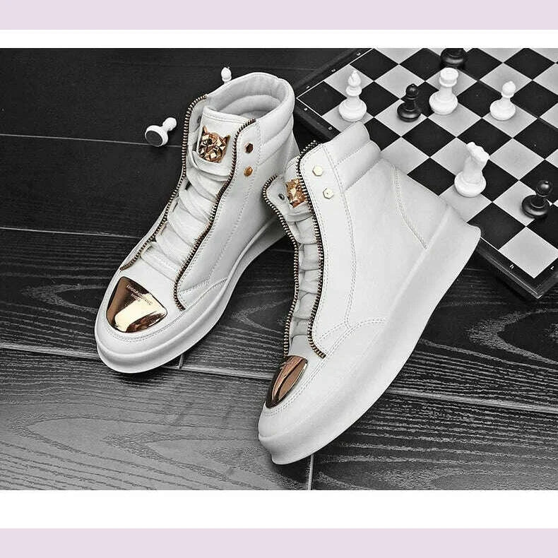 High Top Casual Shoes Men Sneakers 2024 Fashion Skateboard Shoes Leopard Platform Shoe Sport Training Shoes Men's Ankle Boots