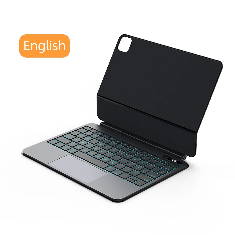 GOOJODOQ Ultra Thin Magic Keyboard for iPad Pro 11 Air 11 M3/M2 Pro 12.9 Pro 13 Pad A16 Glass Trackpad Aluminum Alloy Keyboard