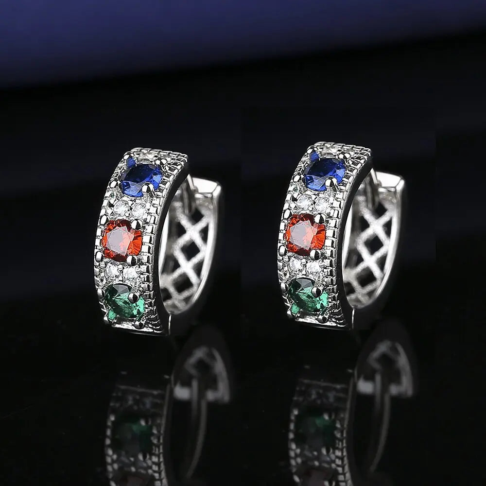 Wholesale Sweet Sapphire Earrings Jewelry Oval Shape Zircon Gemstone Stud Earrings Accessories Women Wedding Engagement...