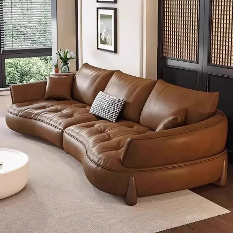 Wood Brown European Sofas Waterproof Armrest Luxury Floor Lounges Couch Puffs Nordic Designer Divani 2 Posti Unique Furniture - Kimlud