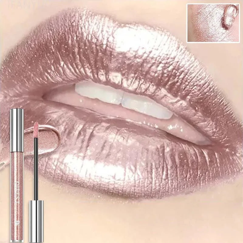 Diamond Liquid Lipstick Moisturizing Long-Lasting Makeup Mirror Gloss Sparkling Pink Lip Glaze Non Stick Cup Lip Gloss...