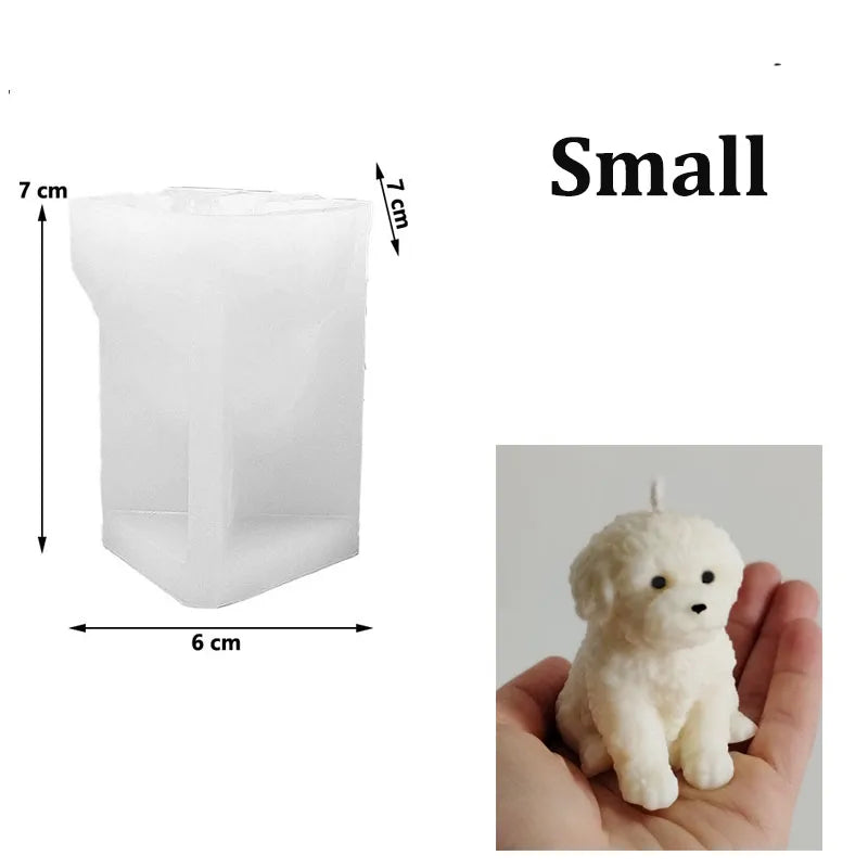 Teddy Dog Candle Mold Cute Animal Pet Puppy Dog Handmade Aromatherapy Plaster Soap Silicone Mould DIY Home Decoration Tools - Kimlud