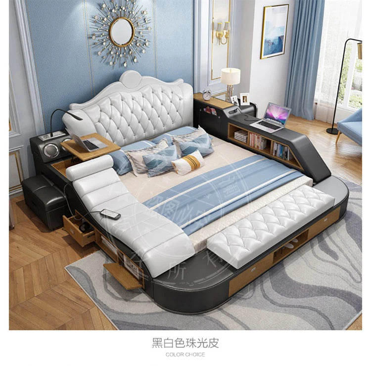 Headboard Storage Double Bed Queen Drawers King Size Smart Bed Luxury Princess Modern Letto Matrimoniale Bedroom...