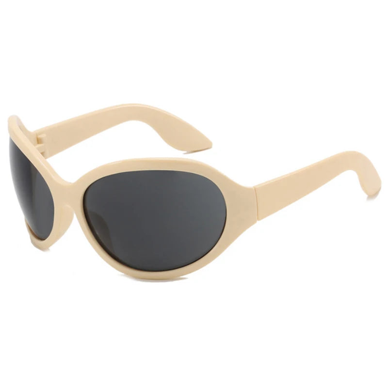 Motorcycle Fashion Brand Y2K Punk Sunglasses Goggle New Women Men Oval Sports Sun Glasses Female Oversized Driving Goggles - Kimlud