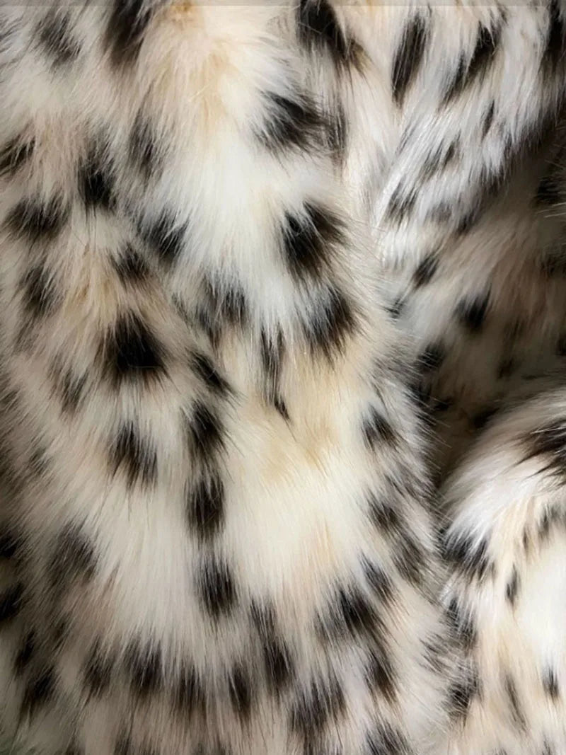 ZADORIN Luxury Belted Long Leopard Faux Fur Coat Woman Y2k Clothes Fashion Lapel Thick Warm Fluffy Jacket Fur Coats Outerwears