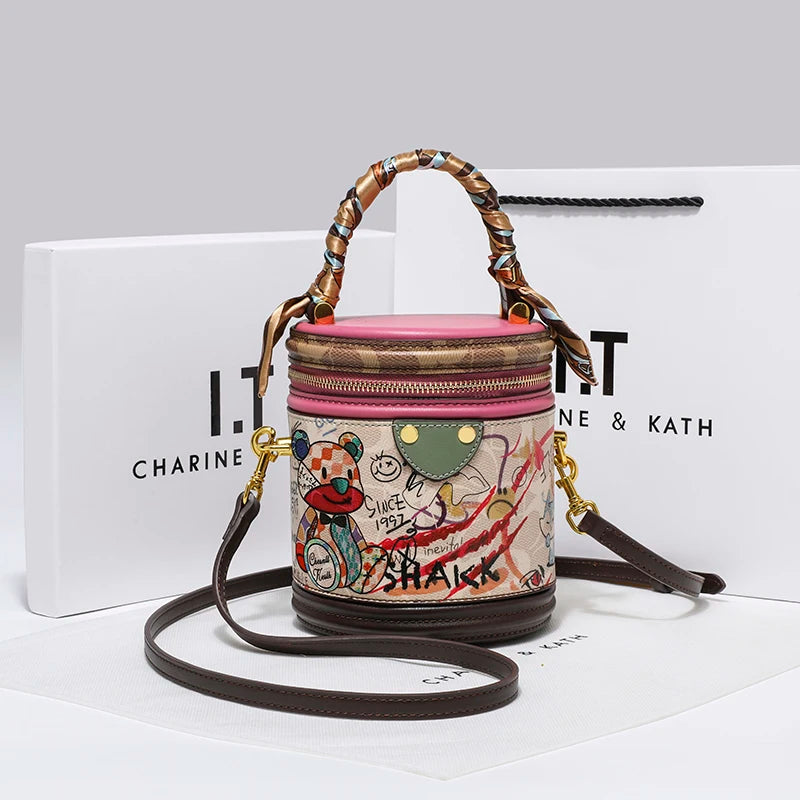 Women's handbag 2023 new fashion designer cylinder bag handbag single shoulder crossbody women's bag small bag | Kimlud...