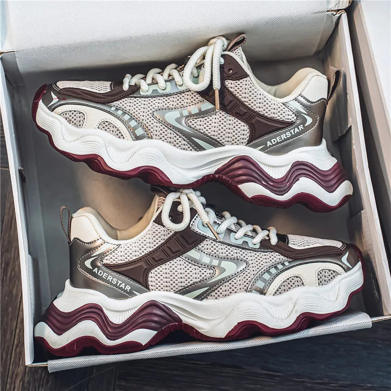 Chunky sneakers four seasons breathable lightweight racing running soft sole comfort non slip fashion student speed sports shoes