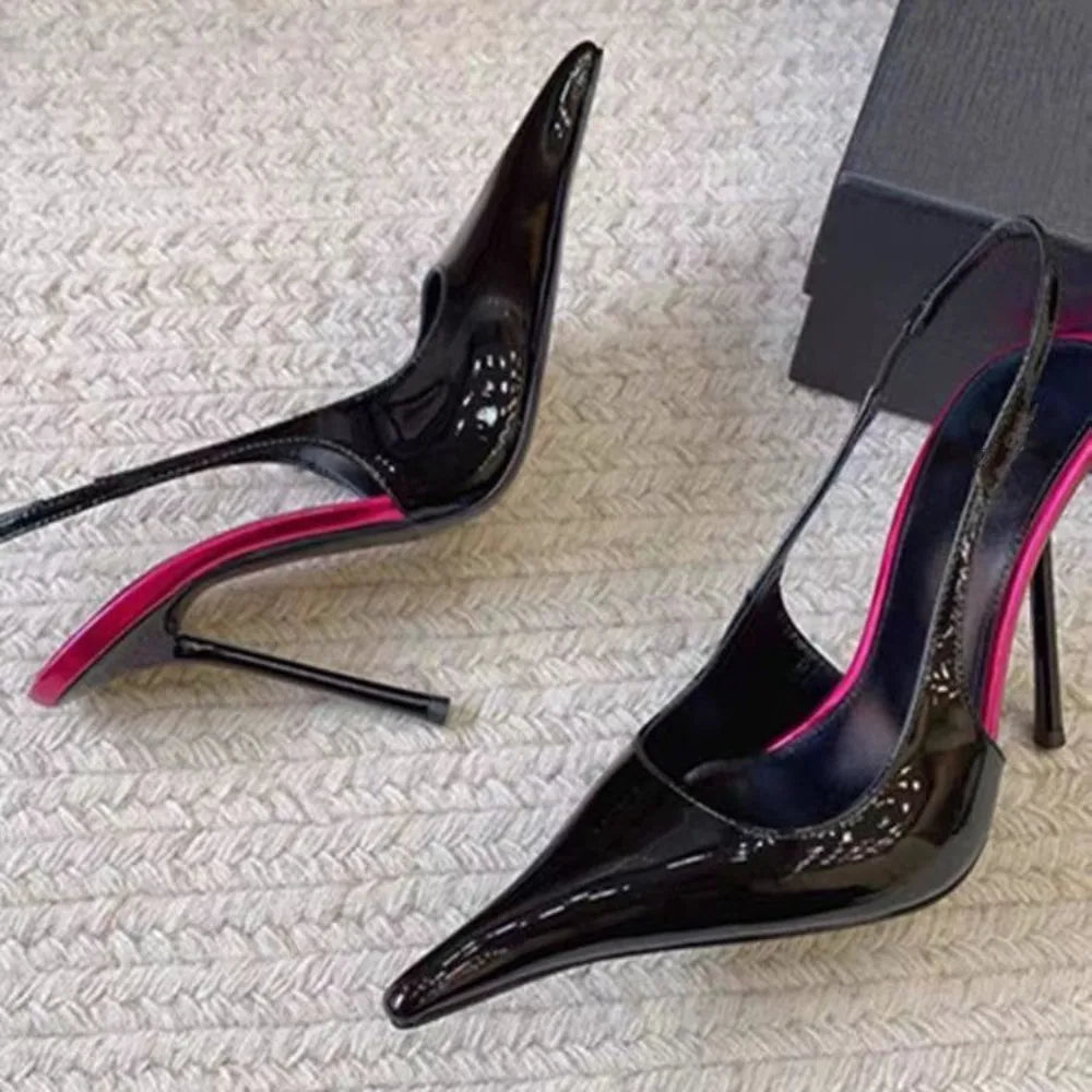 New Sexy Pointed Toe High Heeled Shoes for Woman's Thin Heels Slip-On Summer Pumps Luxury Lady Black Wedding Party Sandal