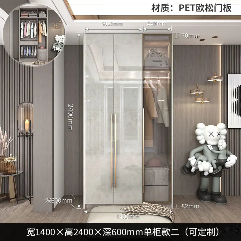 Support Storage Wardrobes Glass Door Shelves Organizers Luxury Wardrobe Bedroom Storage ClothesCupboard Armoires home Furniture - Kimlud