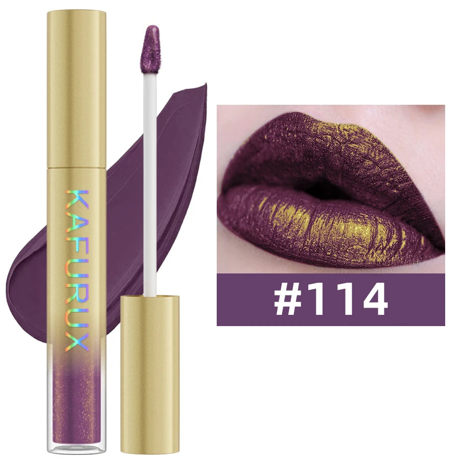 14 Colors Bold Intense Glitter Metallic Lip Gloss Pearlescent Lip Tint,Long Lasting Liquid Lipstick Makeup Gifts for Women Red