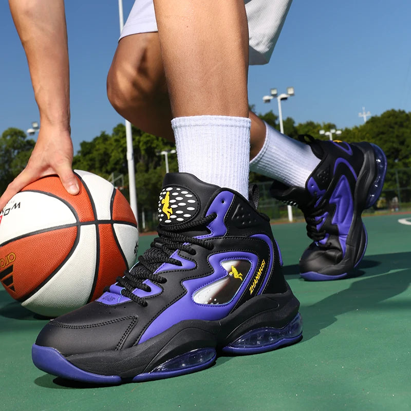 Men's Basketball Shoes Breathable Cushioning Non-Slip Wearable Runing Shoes Gym Training Athletic Basketball Sneakers for Women