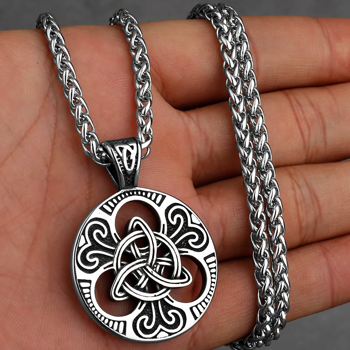 Stainless Steel Vintage Viking Mixed Gold Color Odin Rune Necklace Men Celtic Knot Amulet Pendant Nordic Jewelry as Men’s Gifts