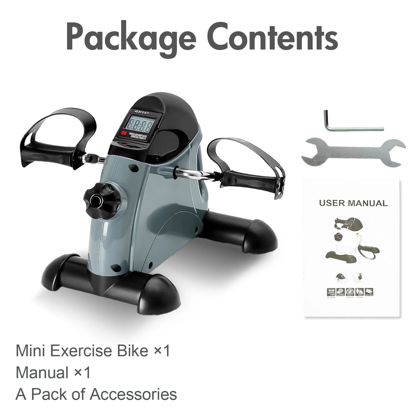 Mini Pedal Exercise Bike Under Desk Bicycle Trainer Fitness Cycling Portable LCD Display Arm Leg Fitness Equipment Home Office