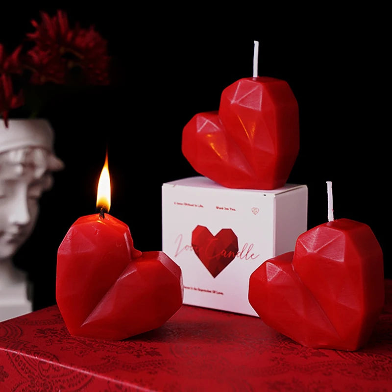 Romantic Red Love Heart Shaped Scented Candles Fragrance Aromatherapy Wax Candles Party Valentine's Day Gifts Photo Prop