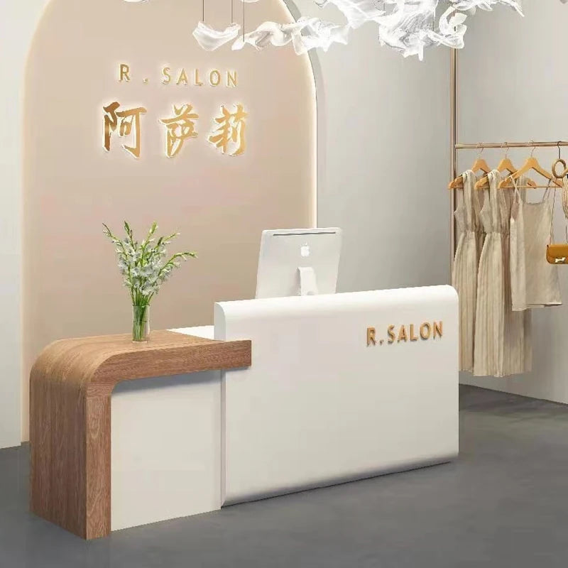 Shop Salon Reception Desks Long Hotel Welcome European Nail Reception Desks Aesthetic Restaurant Scrivania Lounge...