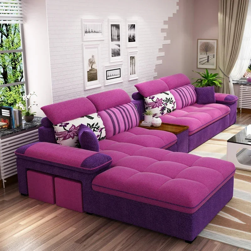 A Klassische stoff sofa moderne weiß wohnzimmer möbel sofa set l form hochzeit Sectional Sofa | Kimlud Luxury Sofa