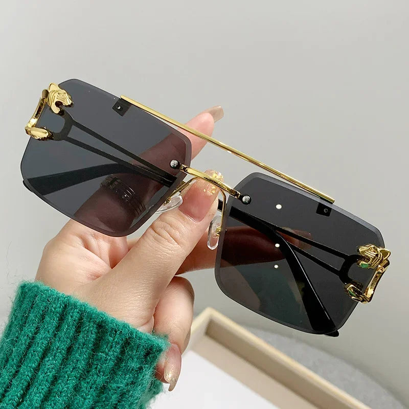Luxury Rimless Square Sunglasses Men Women Fashion Brand Designer Vintage Sun Glasses Male Female Fashion Retro Oculos...