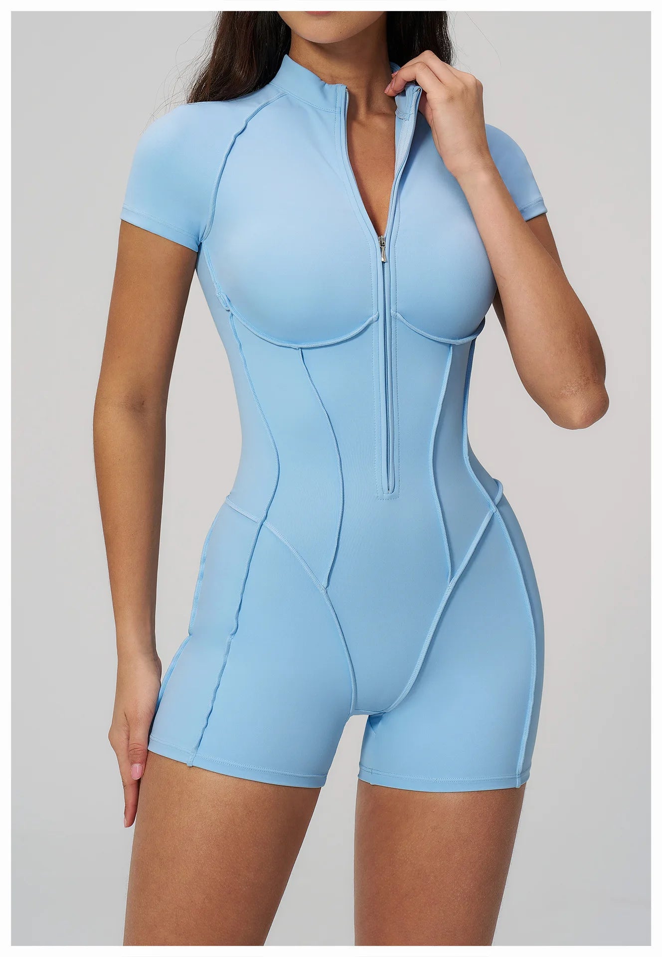 2026 Yoga Bodysuit Short Sleeves Women Tracksuits Gym Zipper Jumpsuits Sports Workout Rompers Fitness One-piece Suit Activewear - Kimlud